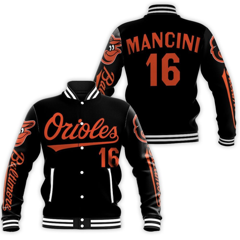 Personalized MLB Baltimore Orioles Baseball Jacket – Custom Name & Number Black Design