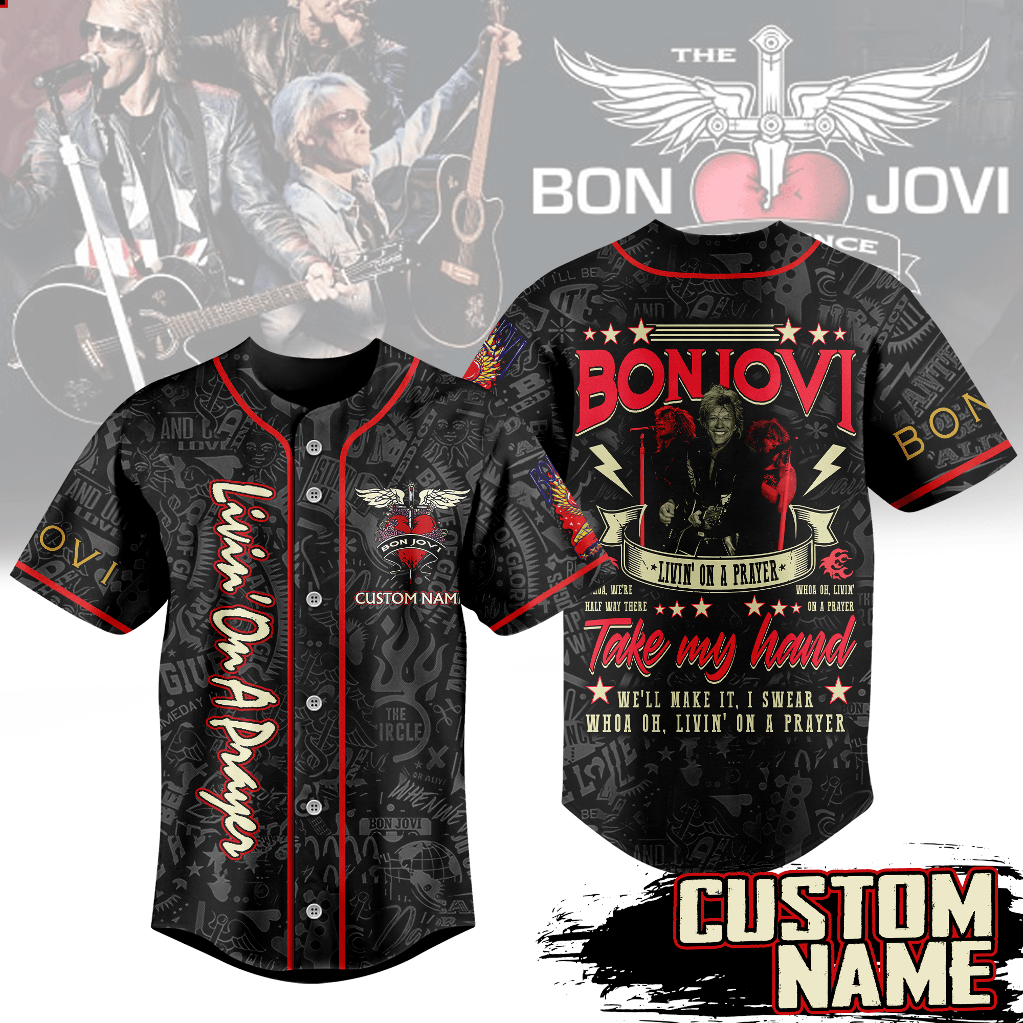 Livin on a Prayer Bon Jovi Baseball Jersey For Men Women And Kids Gift