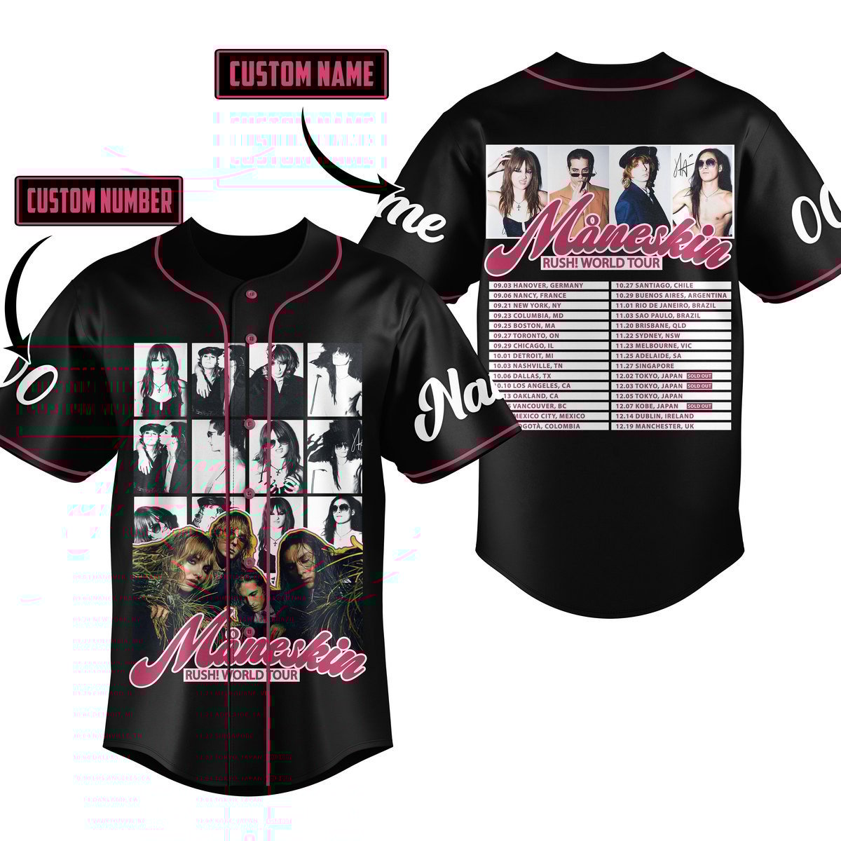 Maneskin Rush World Tour Baseball Jersey For Men Women And Kids Gift