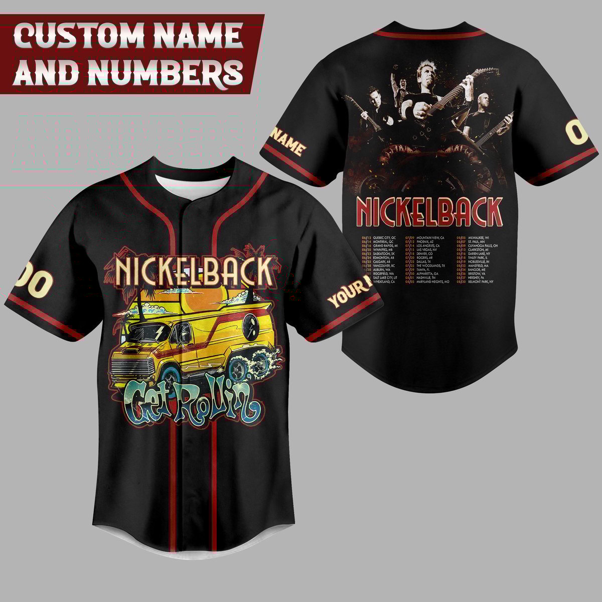 Nickelback Get Rollin Baseball Jersey For Men Women And Kids Gift