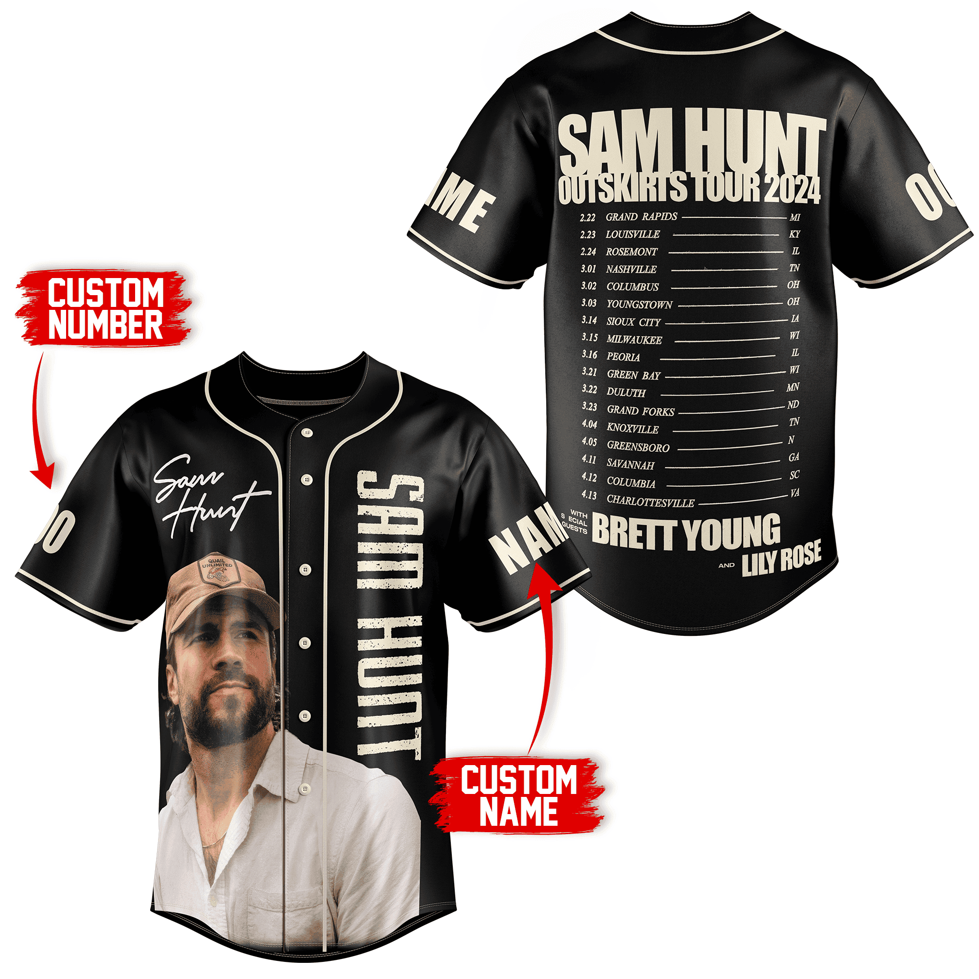 Sam Hunt Outskirts Tour Gift Baseball Jersey For Men Women And Kids Gift