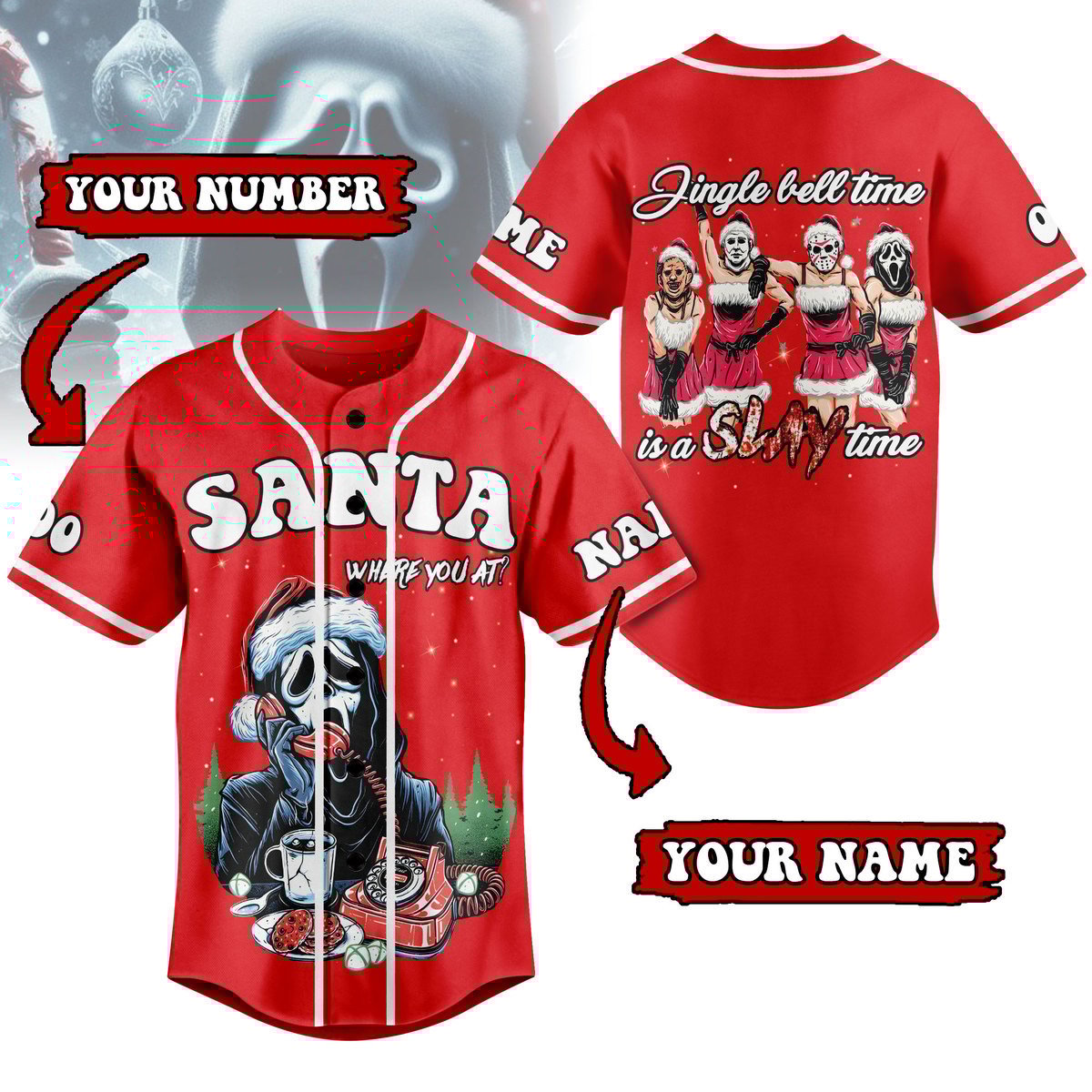 Santa Where You At Horror Baseball Jersey For Men Women And Kids Gift