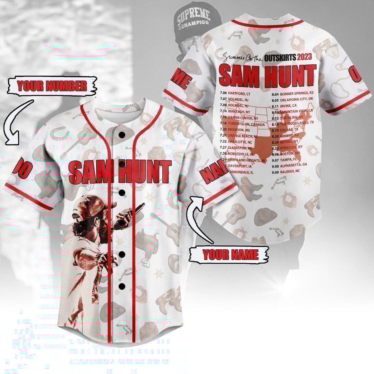 Sam Hunt Baseball Jersey For Men Women And Kids Gift