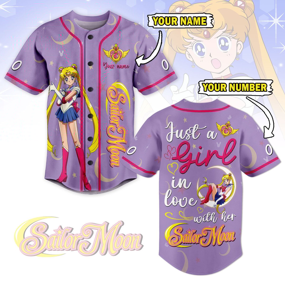 Sailor Moon Baseball Jersey For Men Women And Kids Gift