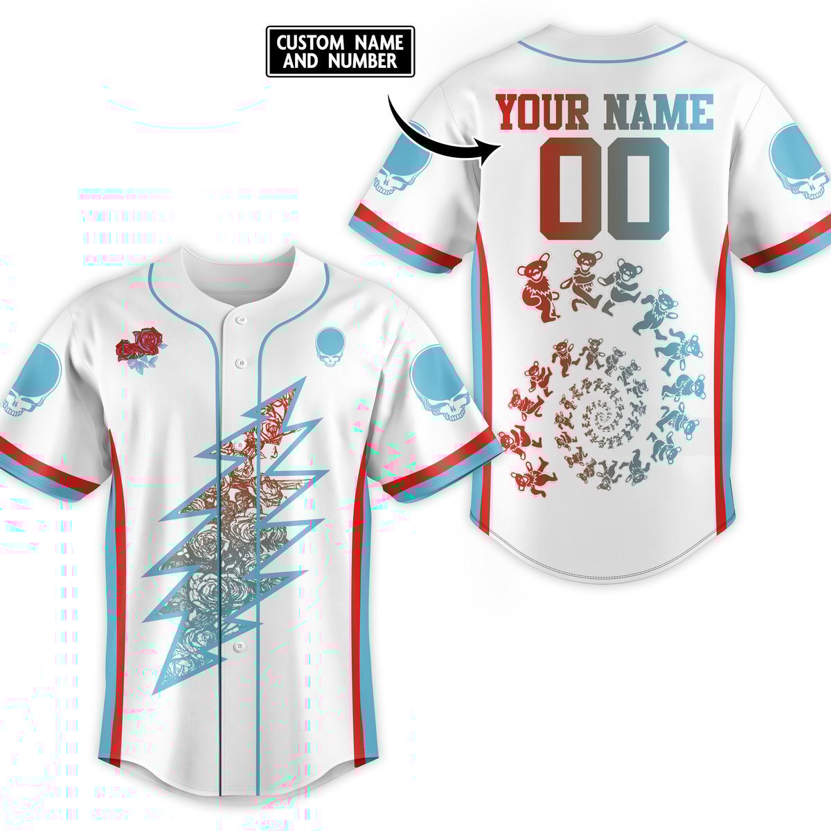 Grateful Dead Baseball Jersey For Men Women And Kids Gift