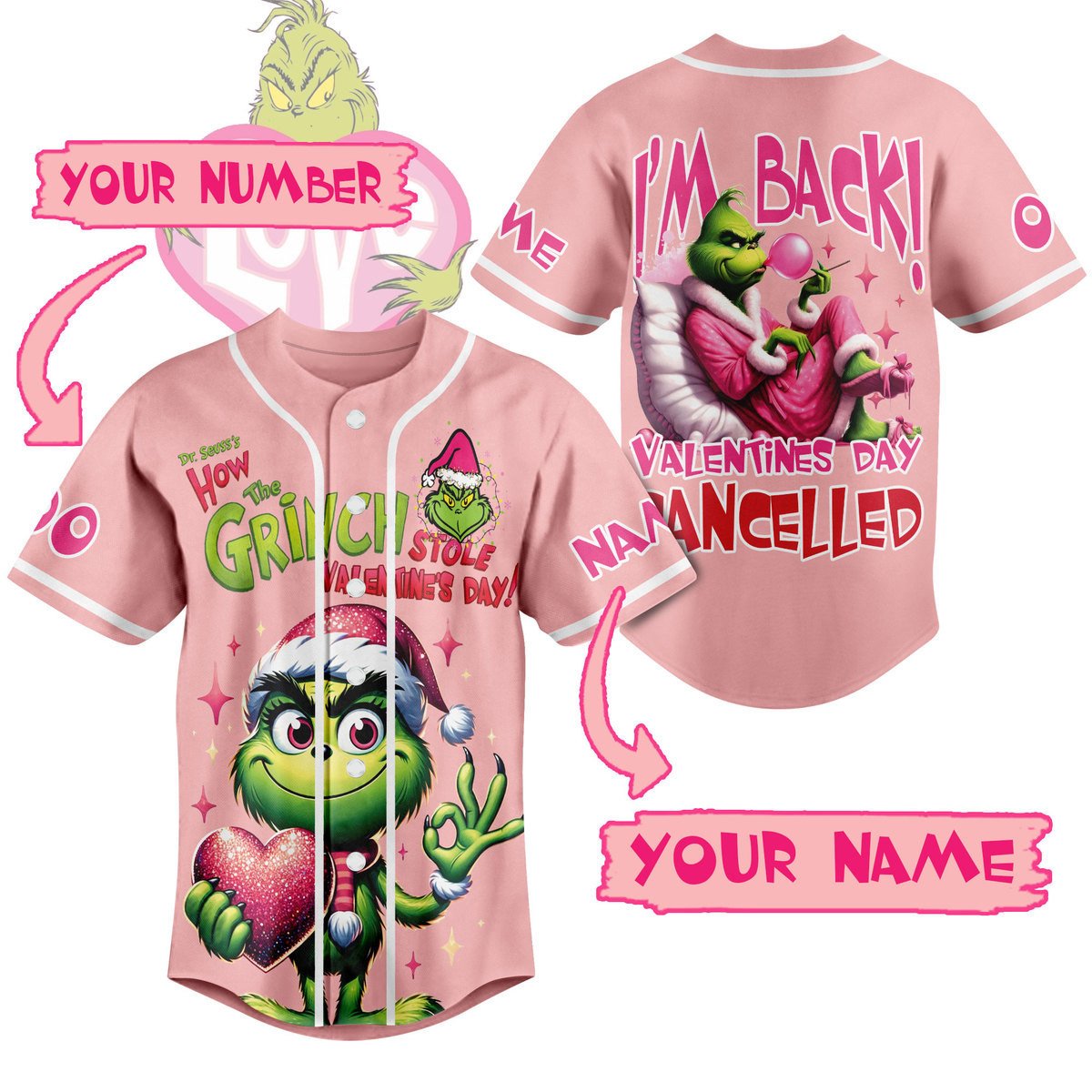 Grinch Baseball Jersey For Men Women And Kids Gift