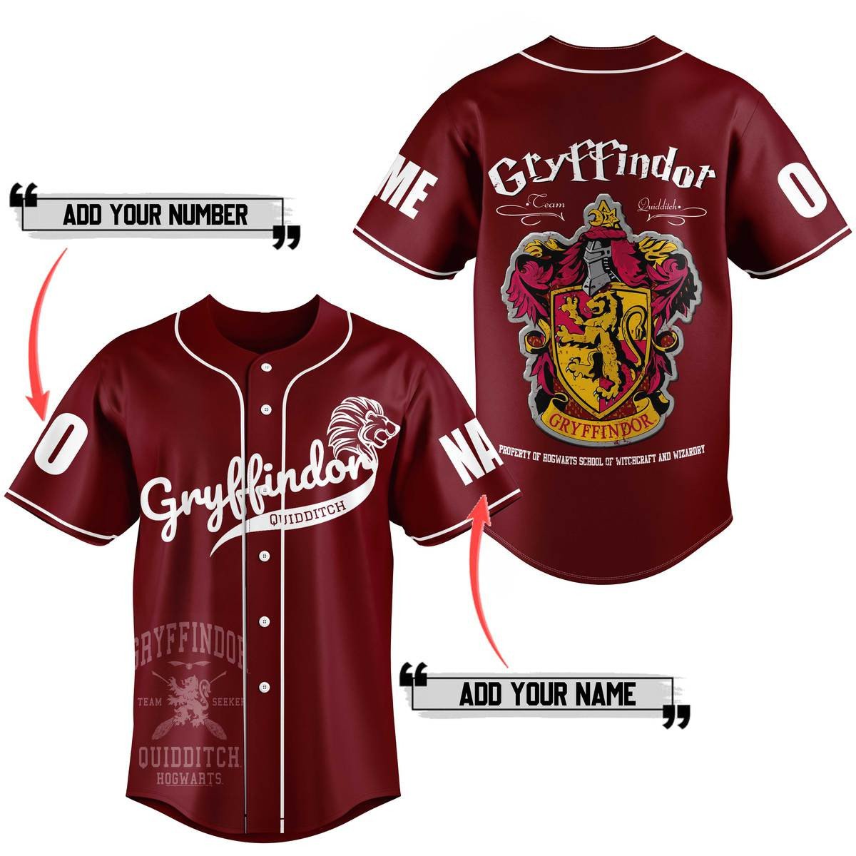 Gryffindor Quidditch Baseball Jersey For Men Women And Kids Gift