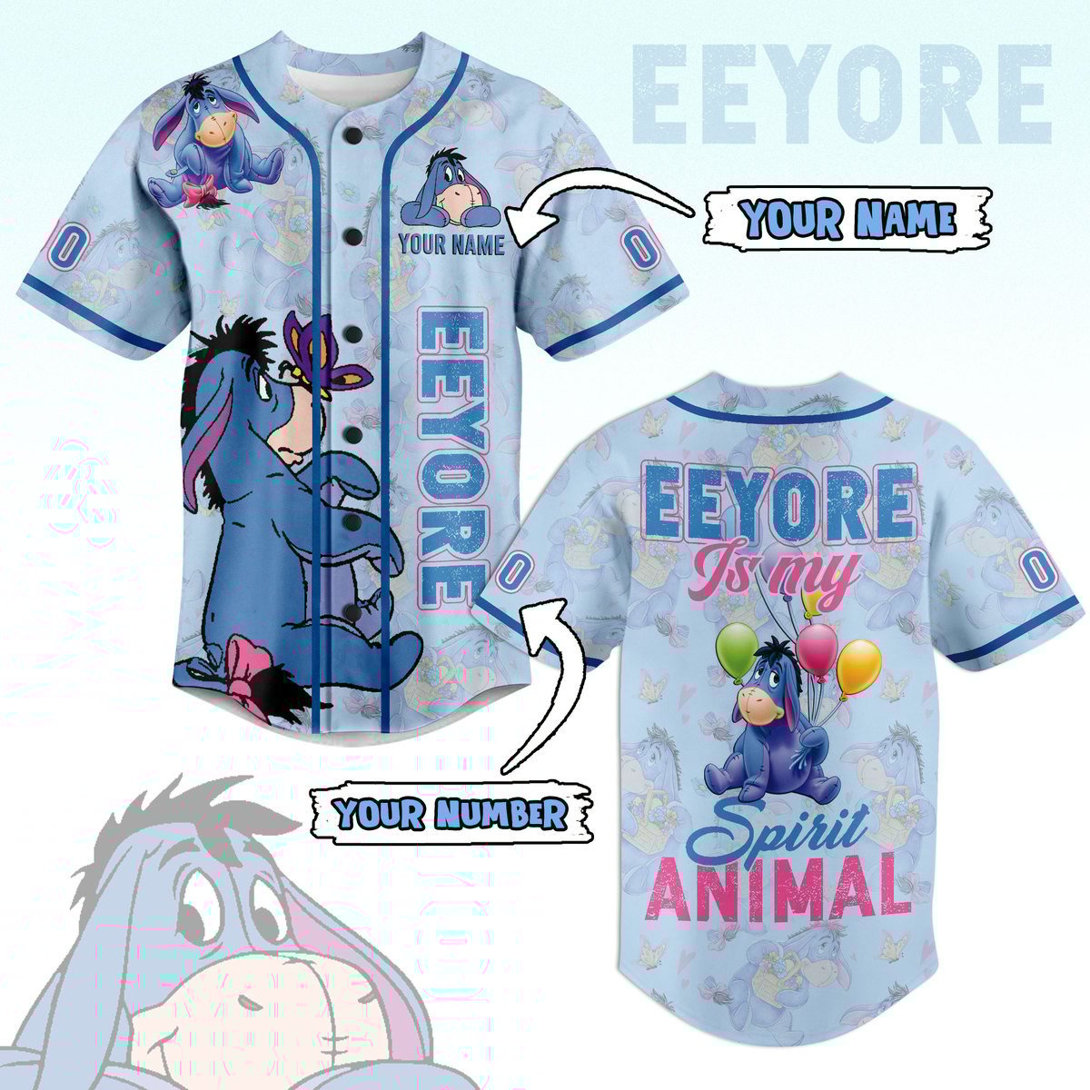 Eeyore Baseball Jersey For Men Women And Kids Gift
