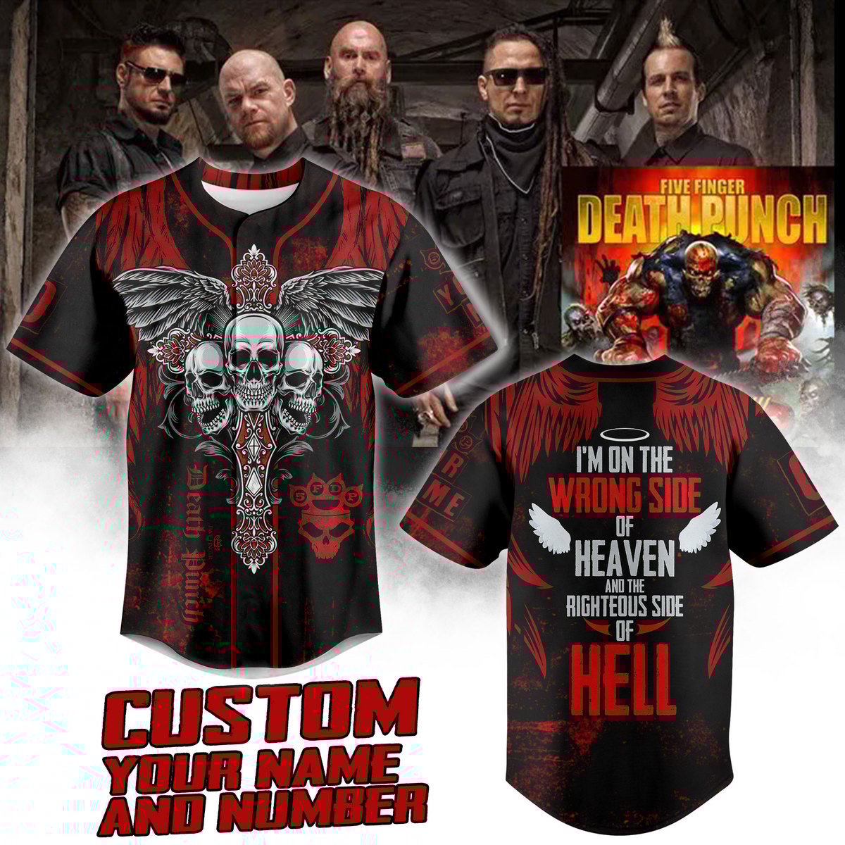 Five Finger Death Punch Baseball Jersey For Men Women And Kids Gift