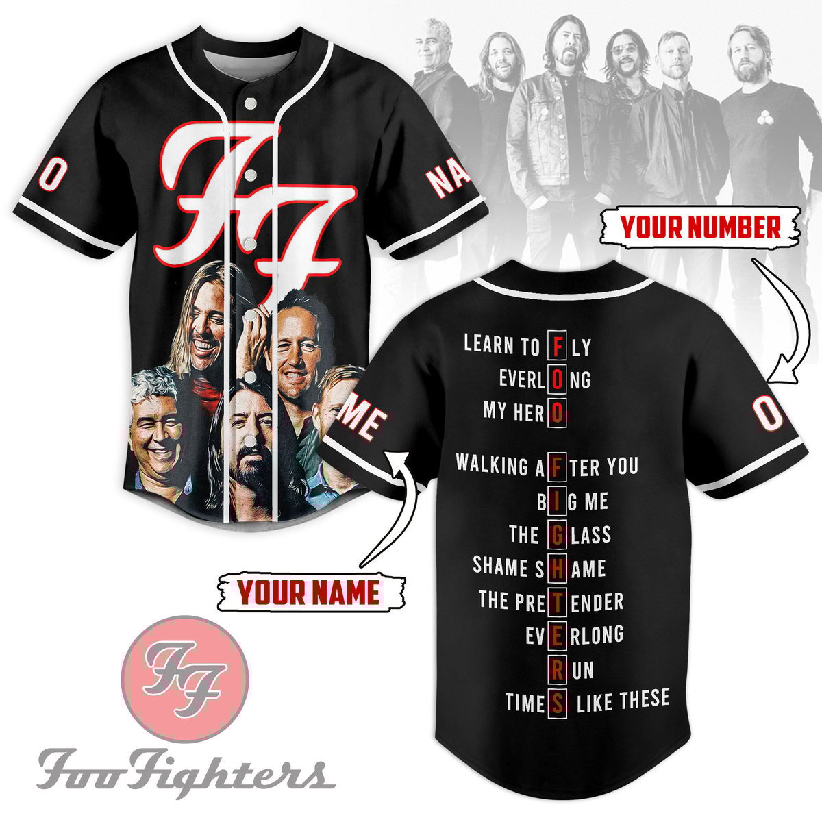 Foo Fighters Baseball Jersey For Men Women And Kids Gift