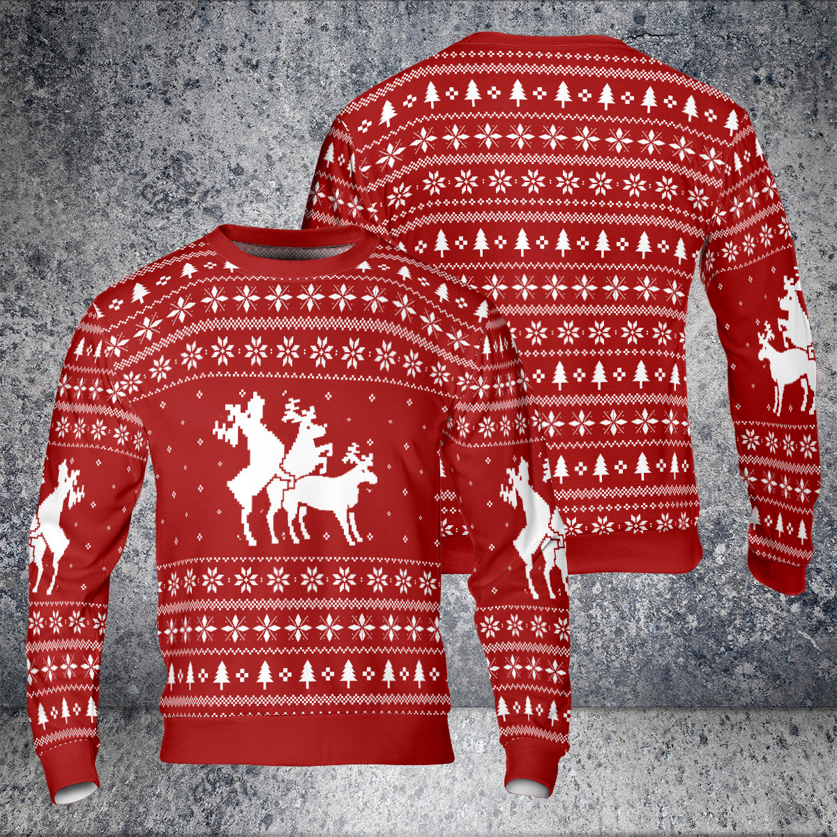 Get Festive with Three Naughty Deer Ugly Christmas Sweater – HYPERFAVOR! Perfect Holiday Attire for Fun & Style