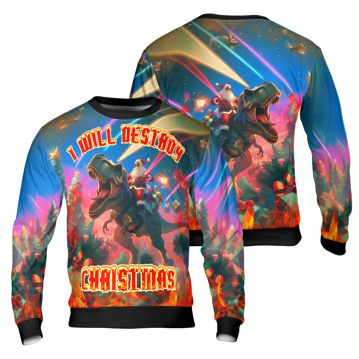 HYPERFAVOR Santa Ugly Christmas Sweater – I Will Destroy Christmas Sweater