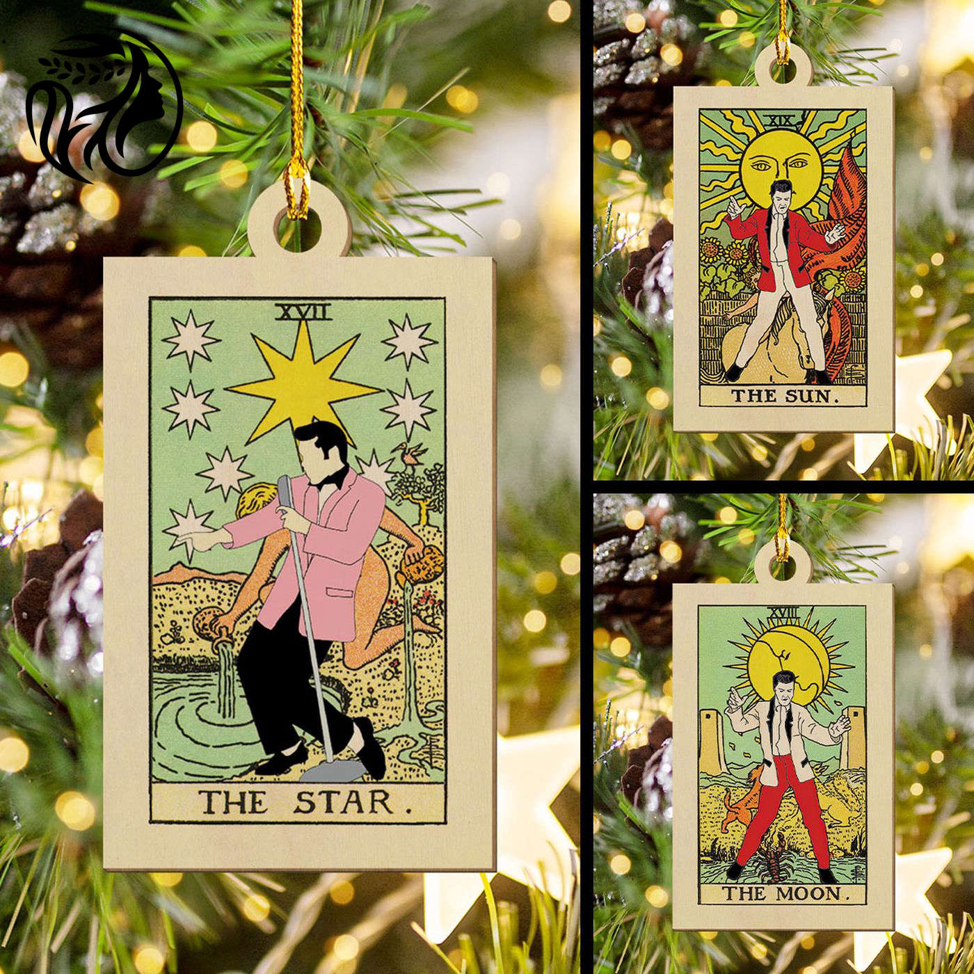 3PCS Elvis Presley Printed Wood Ornament
