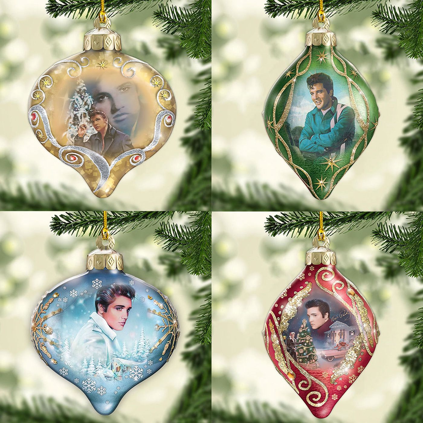 4PCS Elvis Presley Custom Shape 2-sided Acrylic Ornament