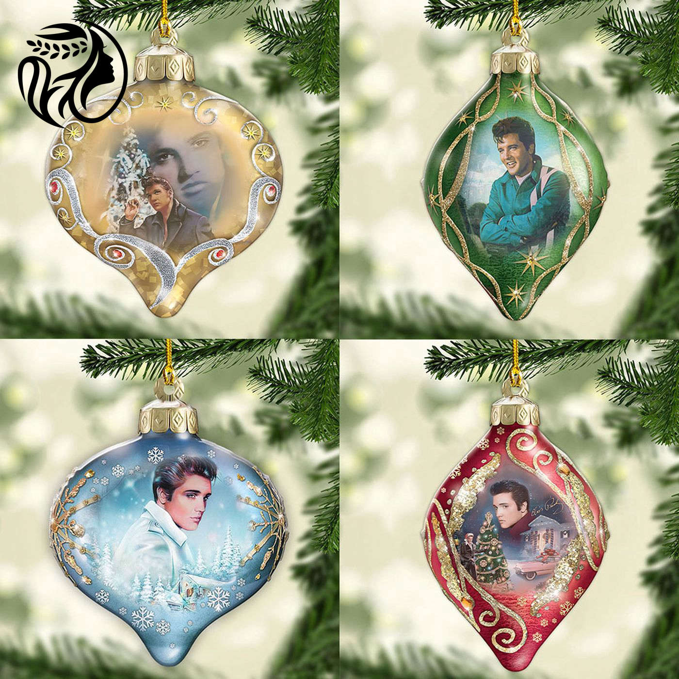 4PCS Elvis Presley Custom Shape 2-sided Acrylic Ornament