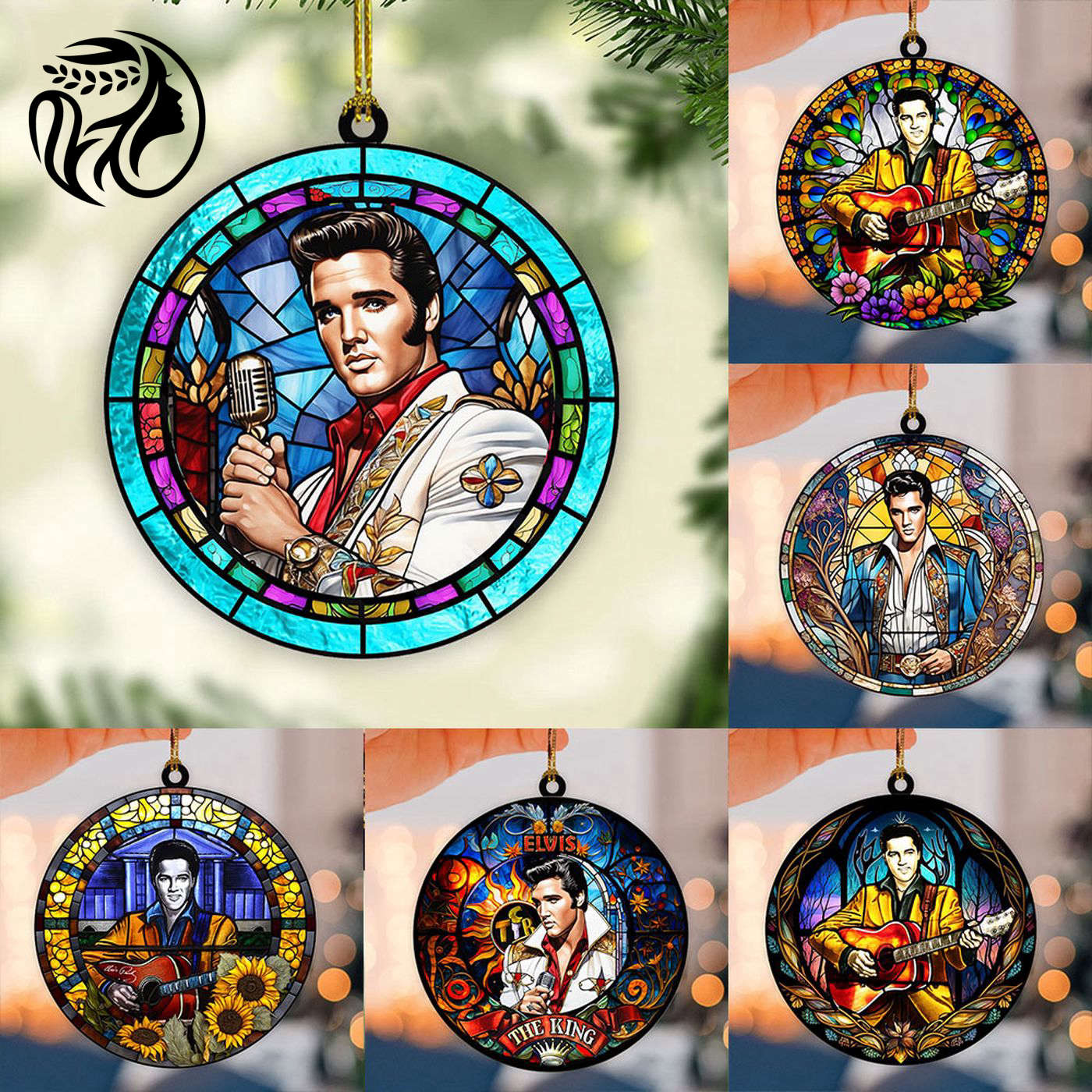 6PCS Elvis Presley 2-Side Printed Acrylic Ornament Set