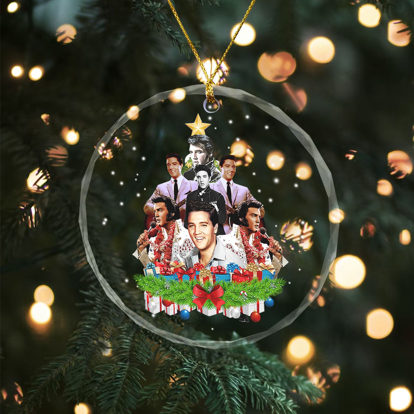 6PCS Elvis Presley Custom Glass Ornament Gift