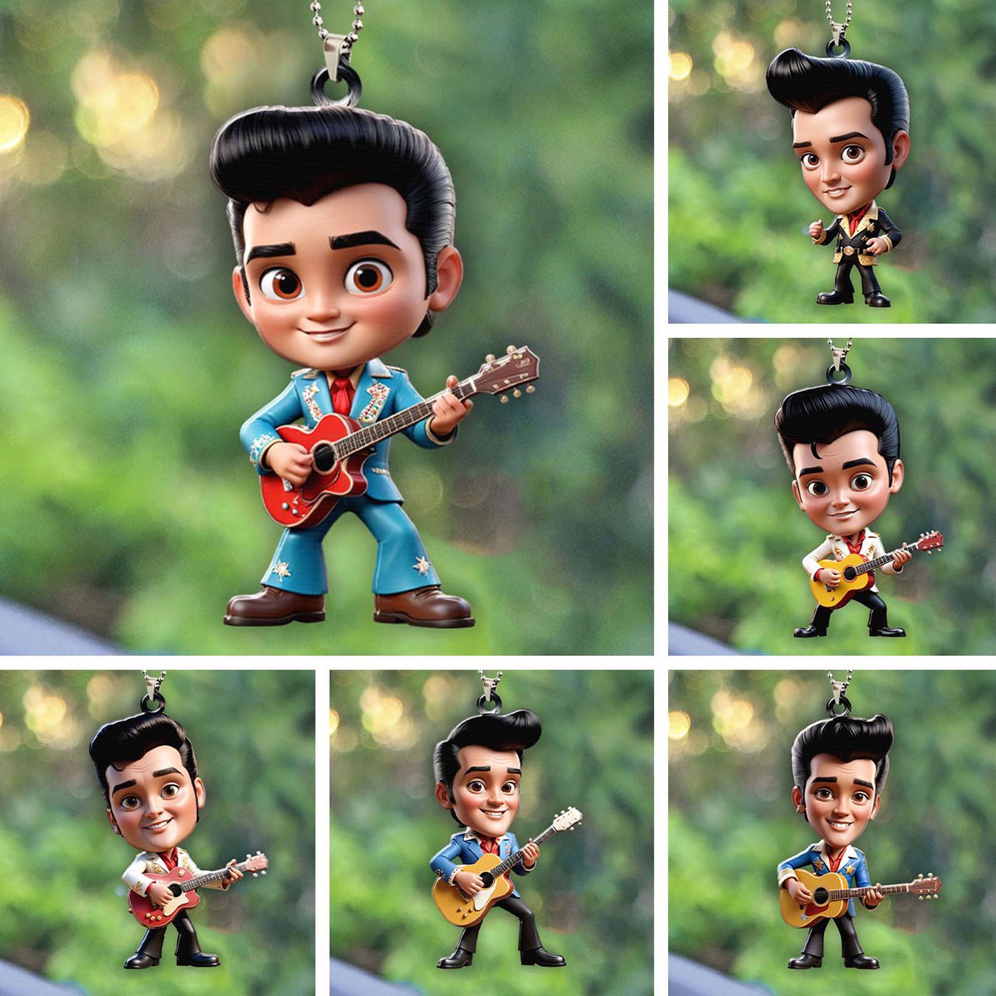 6PCS Elvis Presley Custom Shape 1-sided Acrylic Car OrnamentGift