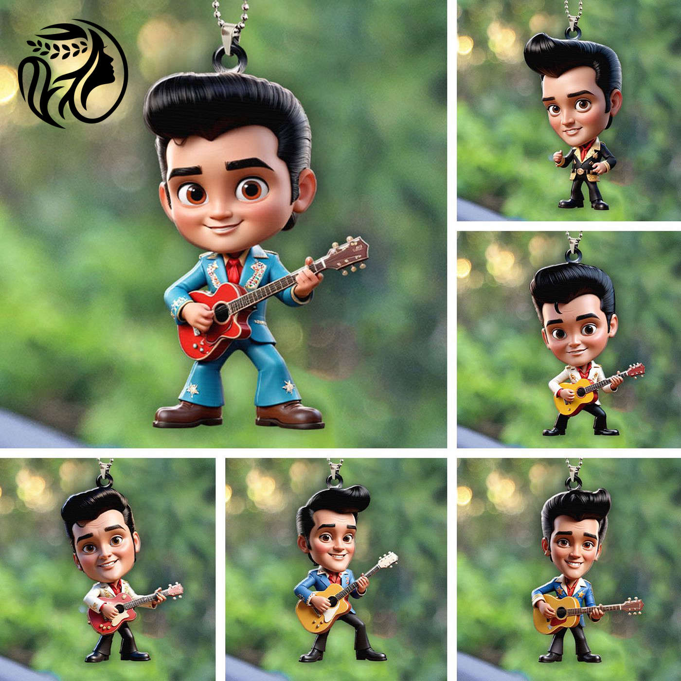 6PCS Elvis Presley Custom Shape 1-sided Acrylic Car OrnamentGift