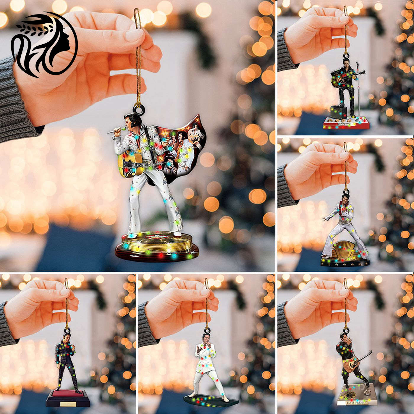 6PCS Elvis Presley Custom Shape 2-sided Acrylic Ornament – TANTN 3348