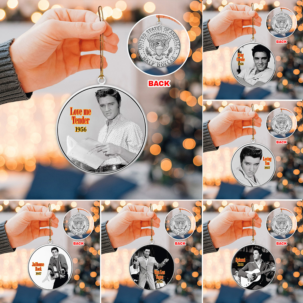 6PCS Elvis Presley 2-Side Printed Acrylic Ornament Set