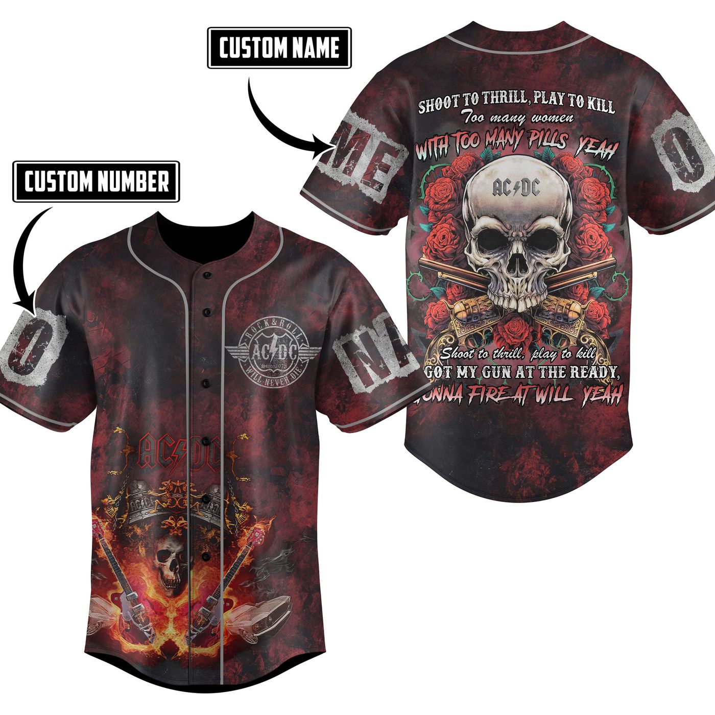 ACDC Baseball Jersey For Men Women And Kids Gift
