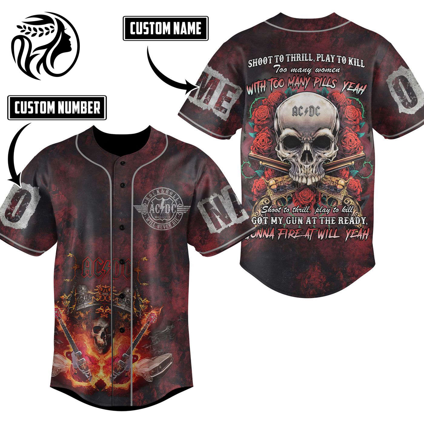 ACDC Baseball Jersey For Men Women And Kids Gift