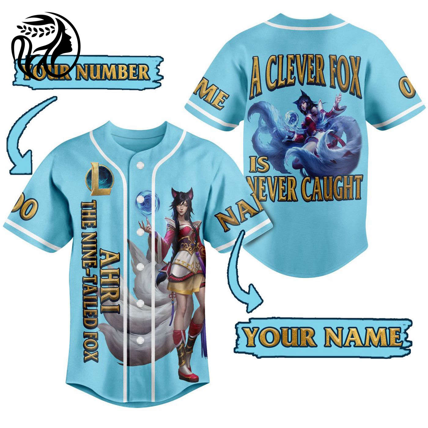 Ahri The Nine-Tailed Fox Baseball Jersey For Men Women And Kids Gift