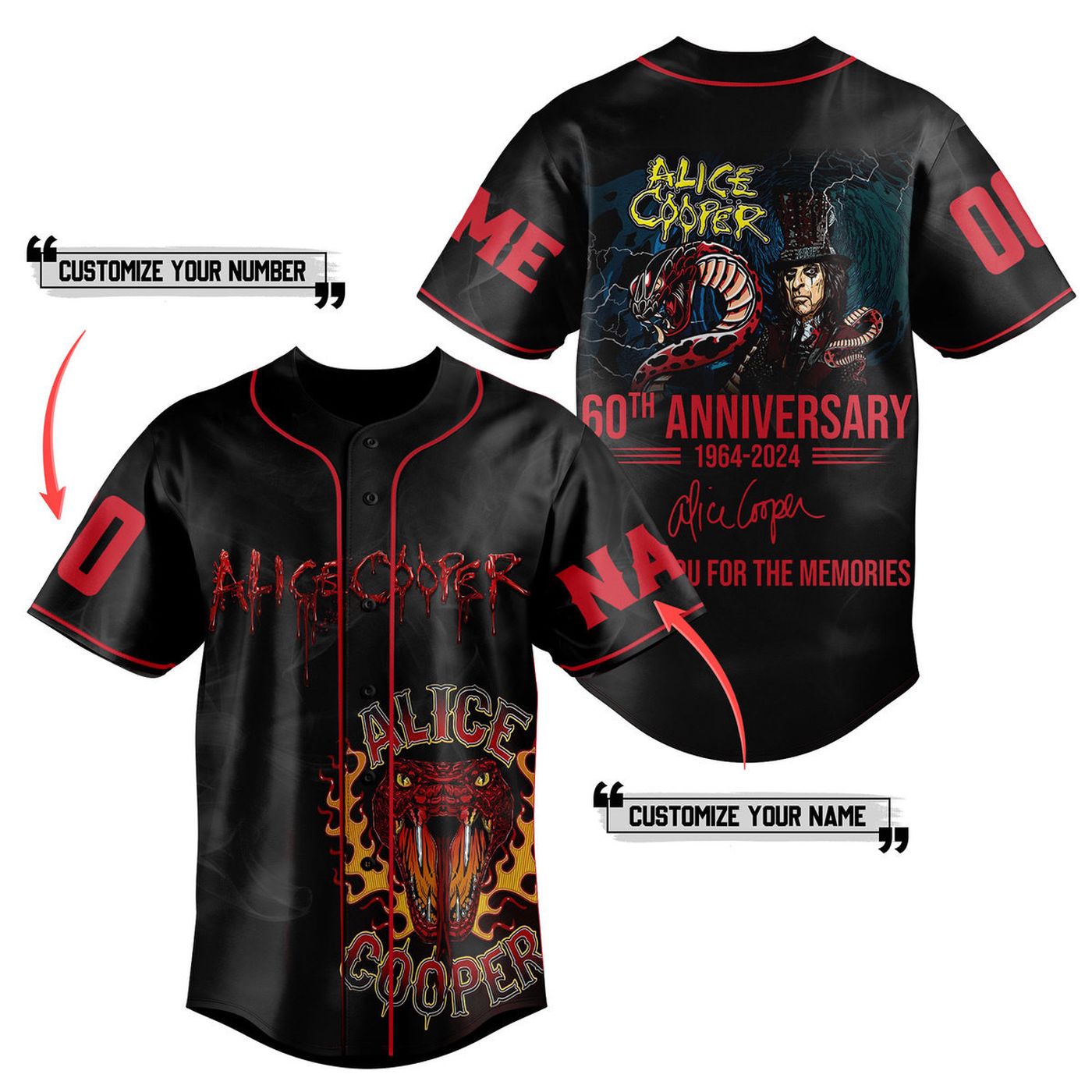 Alice Cooper Baseball Jersey For Men Women And Kids Gift