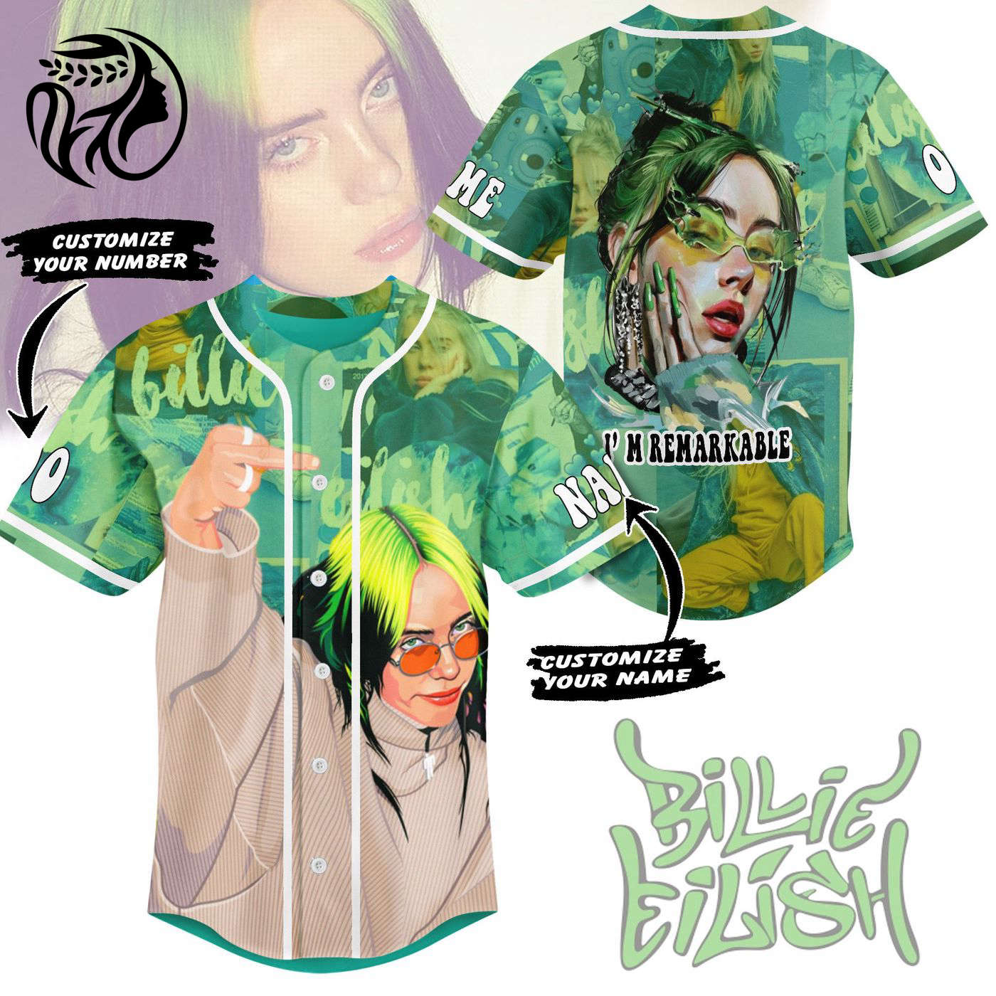 Billie Eilish Baseball Jersey For Men Women And Kids Gift