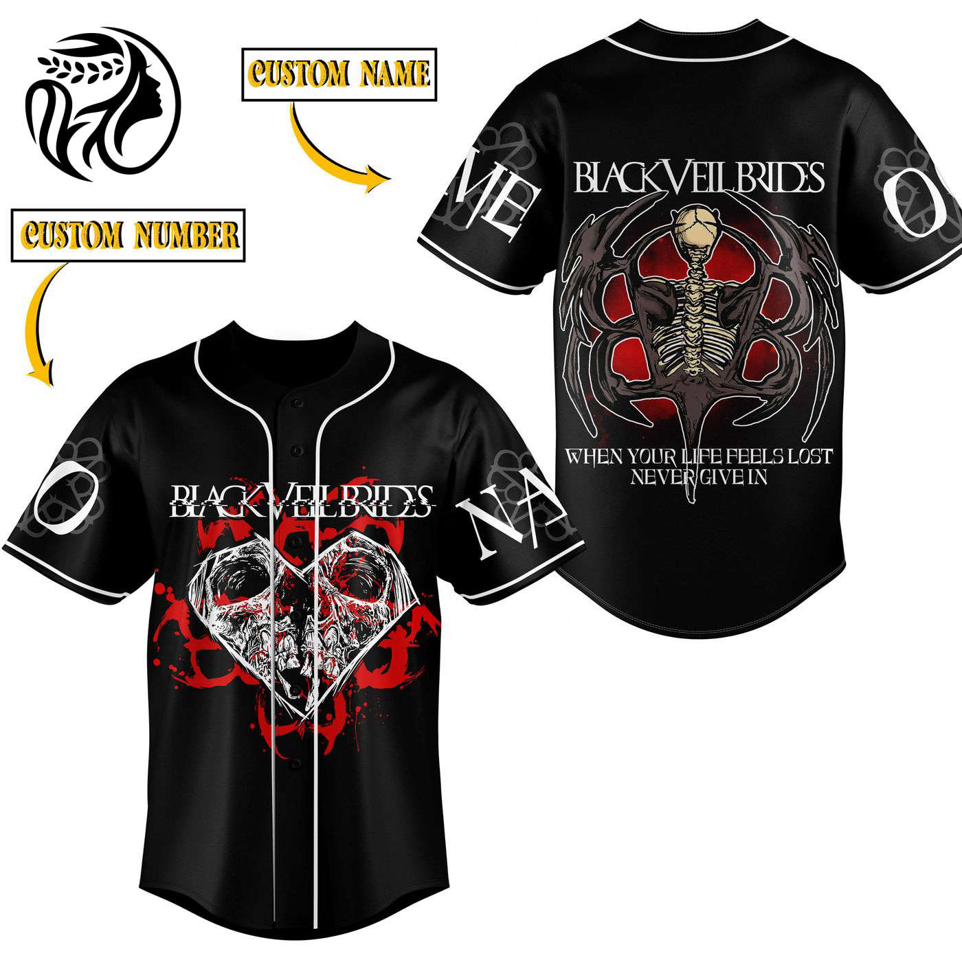 Black Veil Brides Baseball Jersey For Men Women And Kids Gift