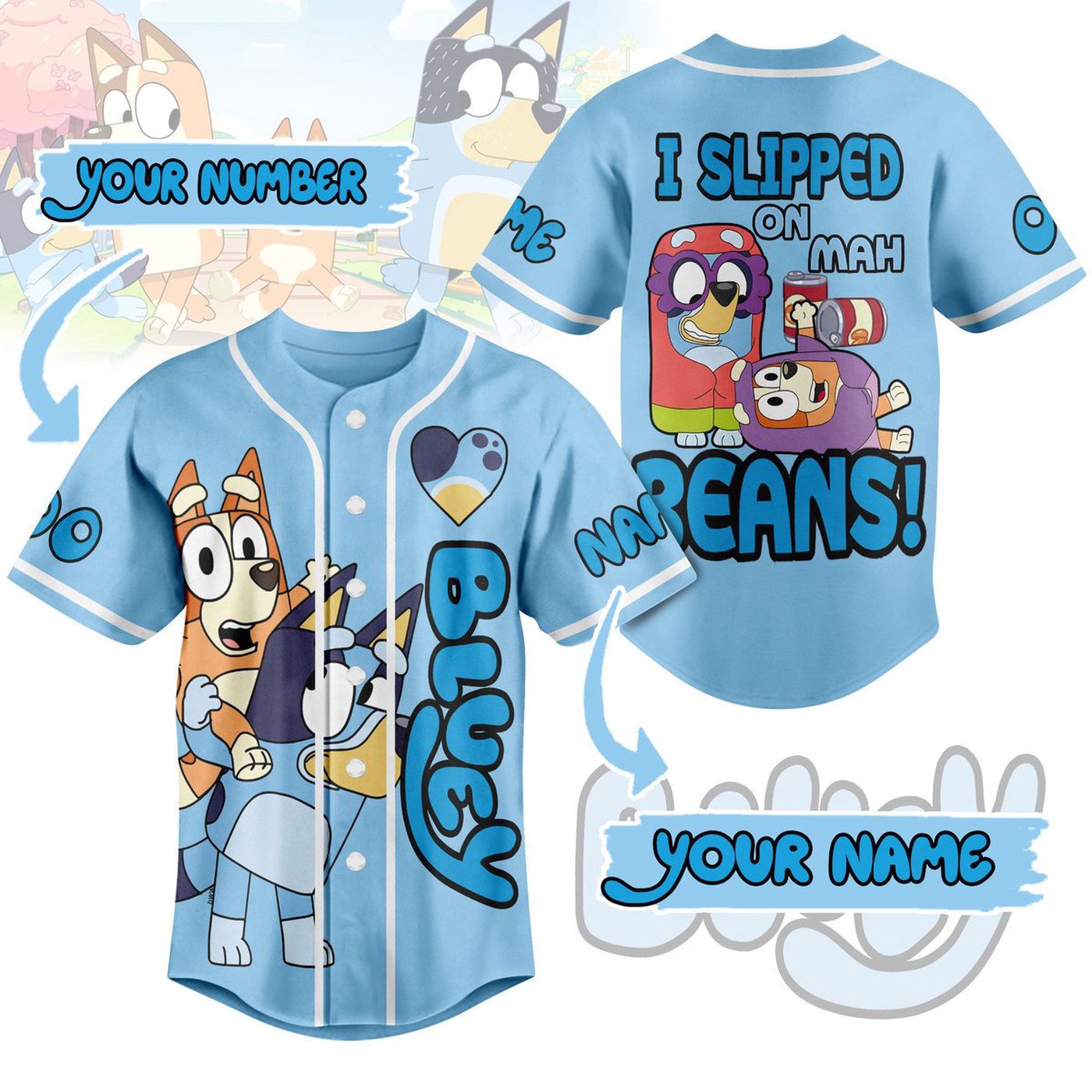 Bluey Baseball Jersey For Men Women And Kids Gift