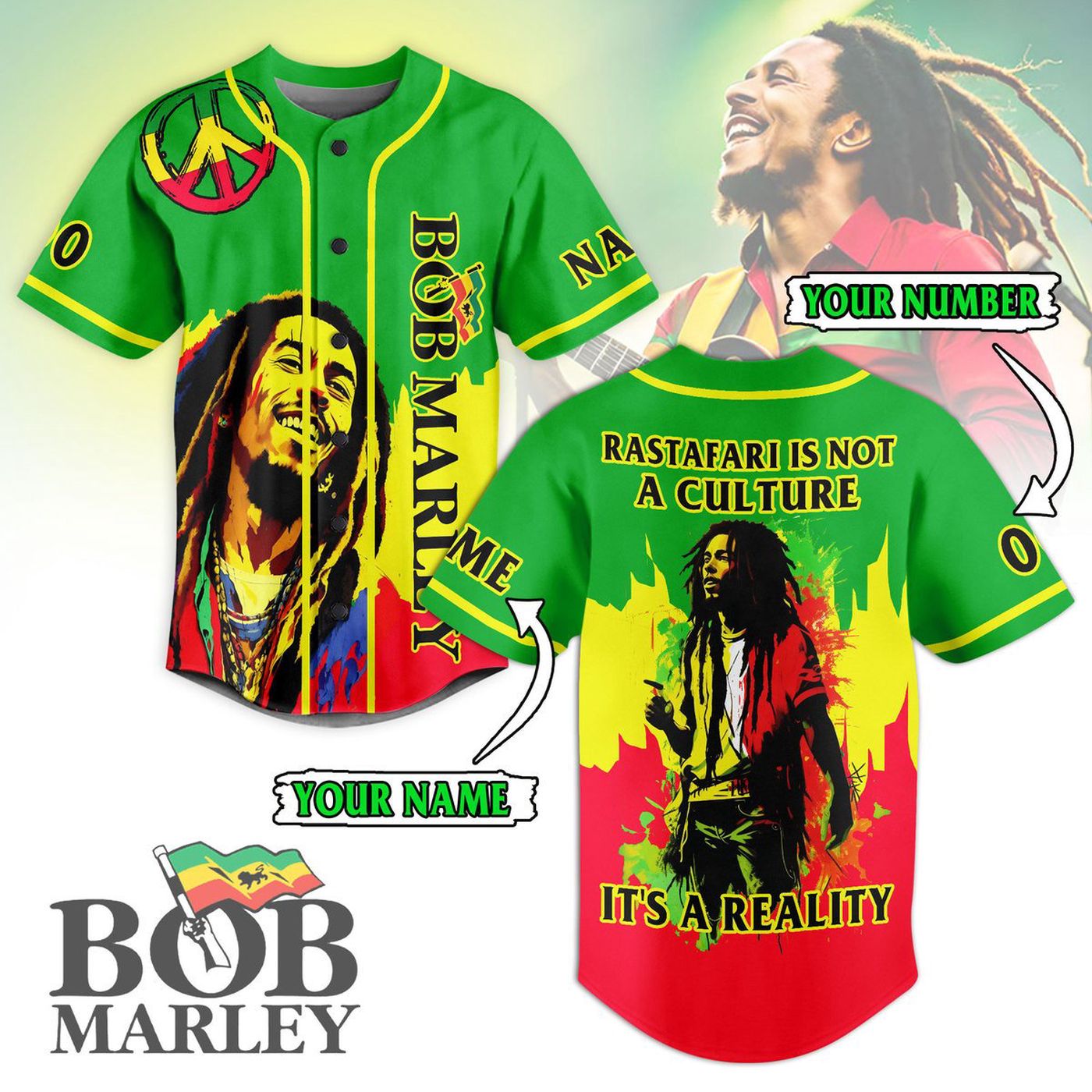 Bob Marley Baseball Jersey For Men Women And Kids Gift