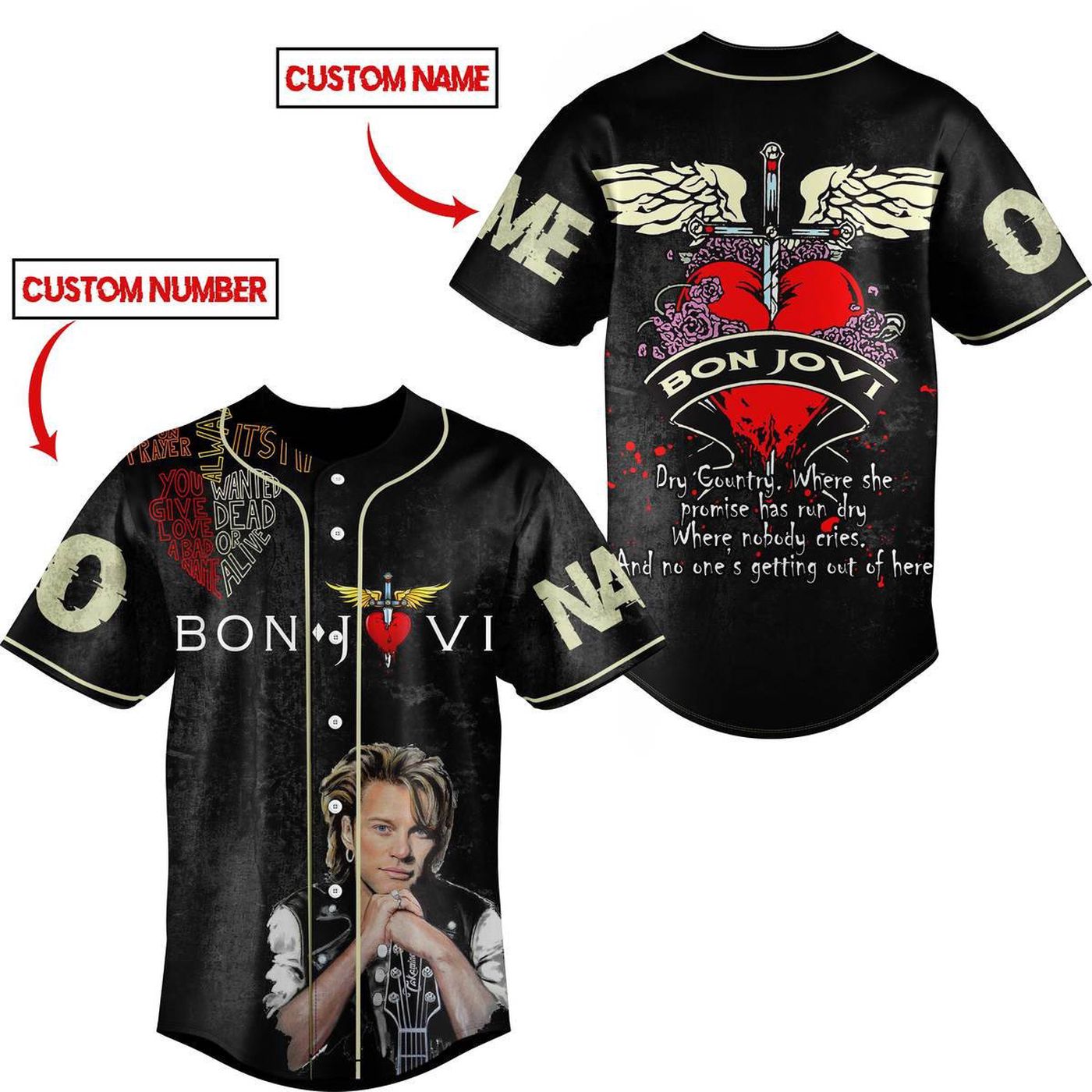 Bon Jovi Baseball Jersey For Men Women And Kids Gift