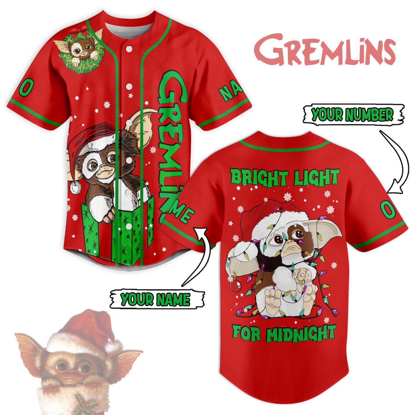 Bright Light For Midnight Gremlins Baseball Jersey For Men Women And Kids Gift Bright Light For Midnight Gremlins Baseball Jersey For Men Women And Kids Gift