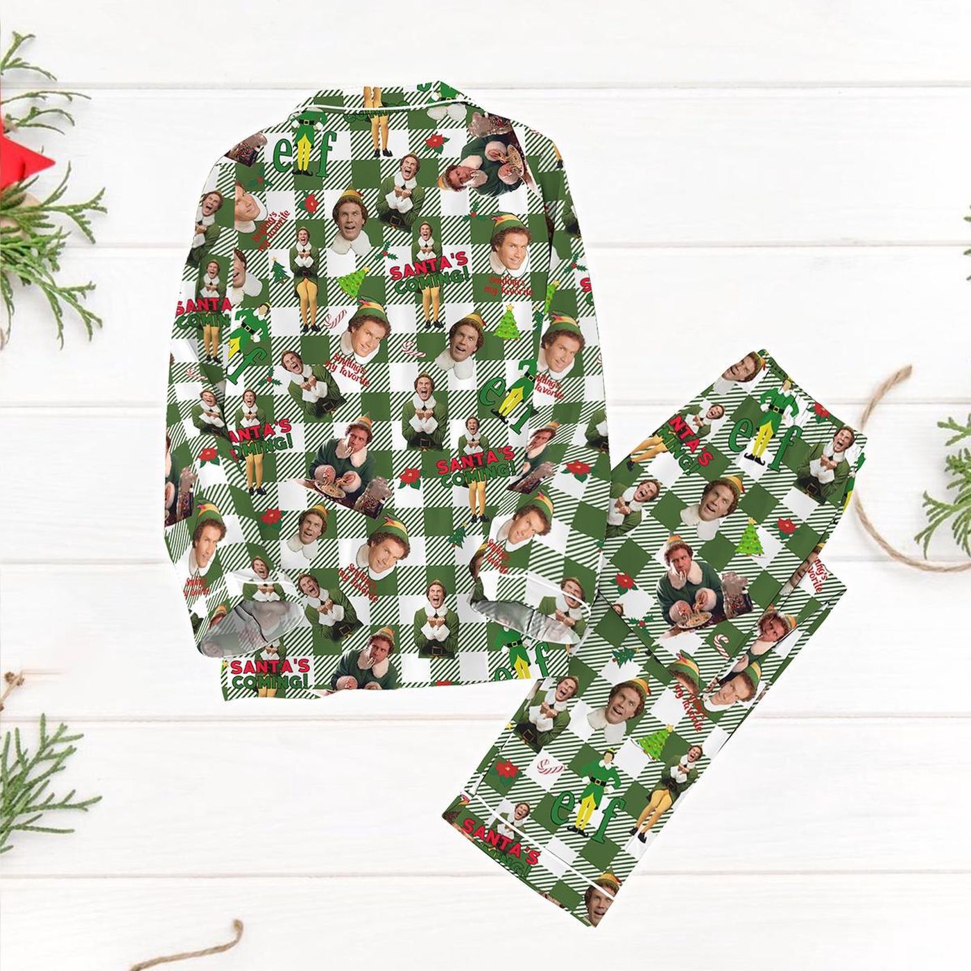 Cozy Buddy Elf Christmas Pajamas: Santa I Know Him OMG Elf Santa Holiday PJs & Movie Gift