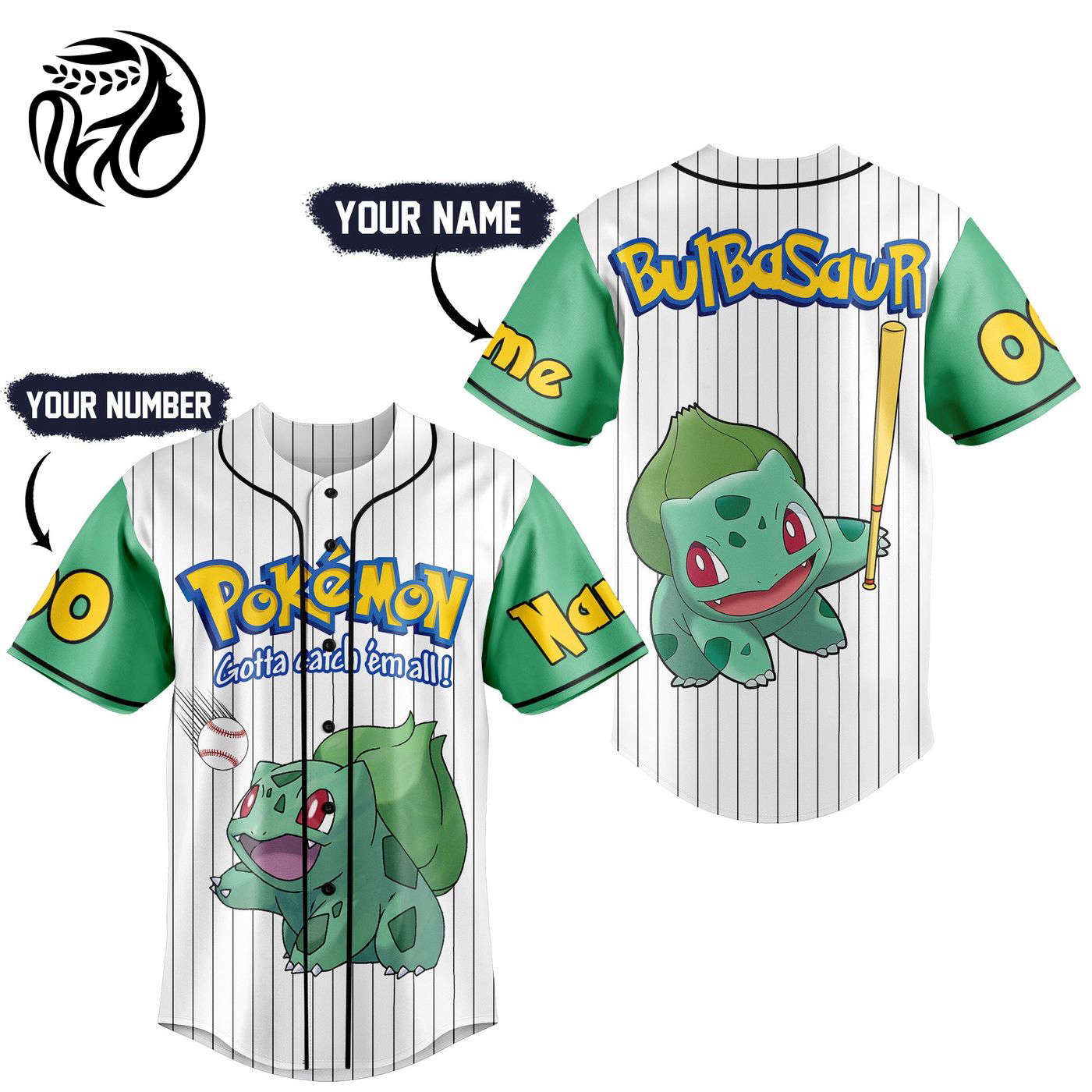 Bulbasaur Pokemon Baseball Jersey For Men Women And Kids Gift