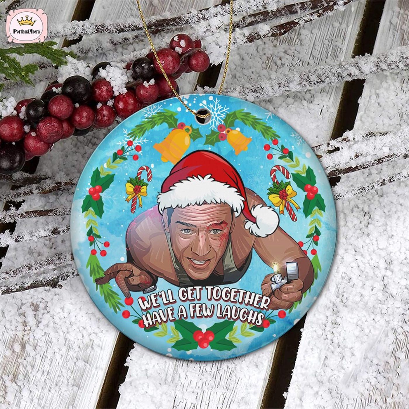 Die Hard Christmas Ornament Nakatomi Plaza Ceramic Xmas Decor We ll Get Together & Have a Few Laughs