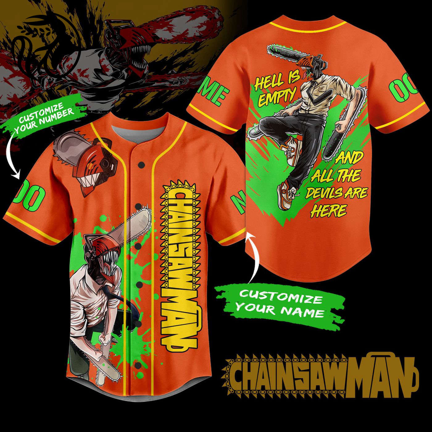 Chainsaw Man Baseball Jersey For Men Women And Kids Gift