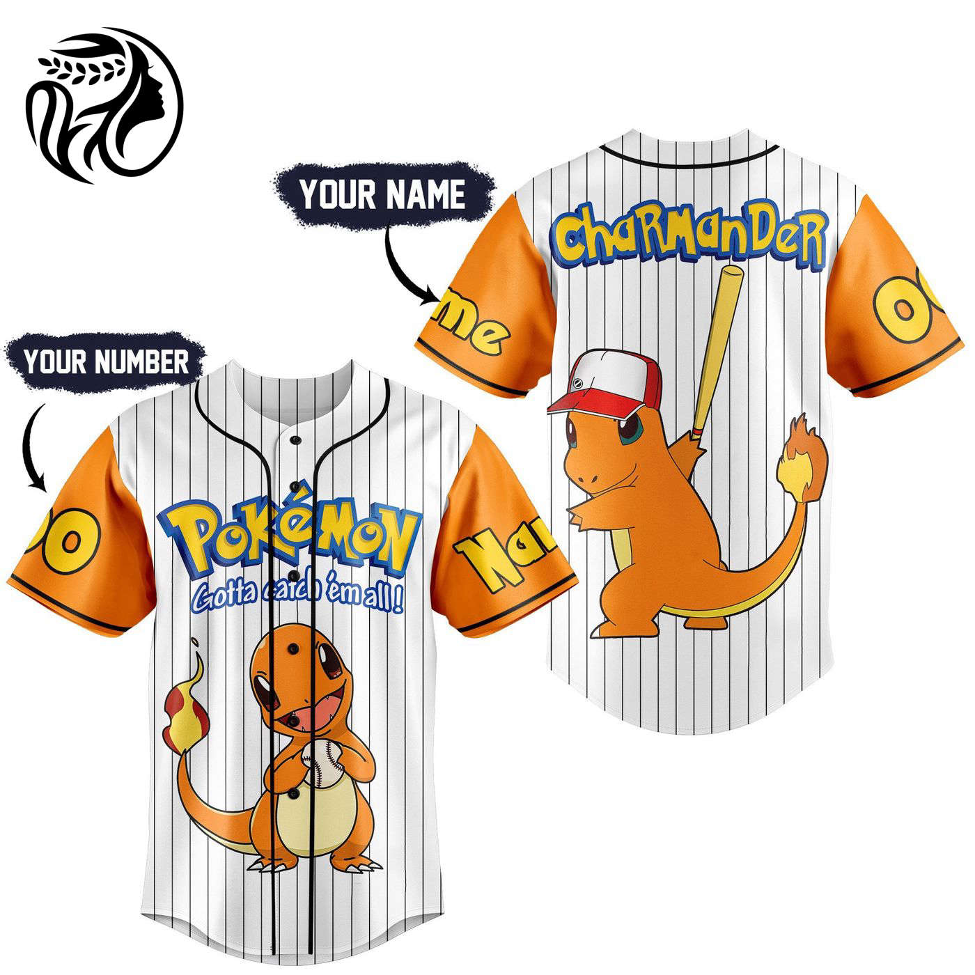 Charmander Pokemon Baseball Jersey For Men Women And Kids Gift