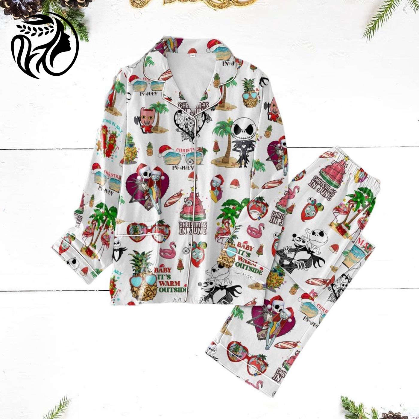 Disney Christmas Jack Skellington Pajamas Set – Festive Nightmare Before Christmas Shirt & Women s Pajama Set