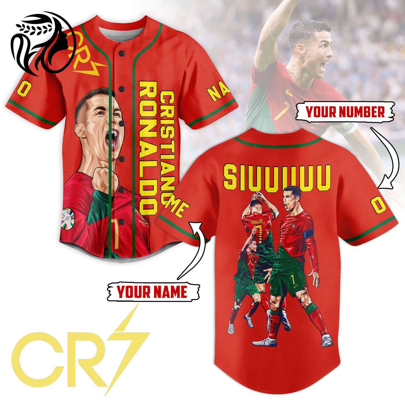 Cristiano Ronaldo Baseball Jersey For Men Women And Kids Gift