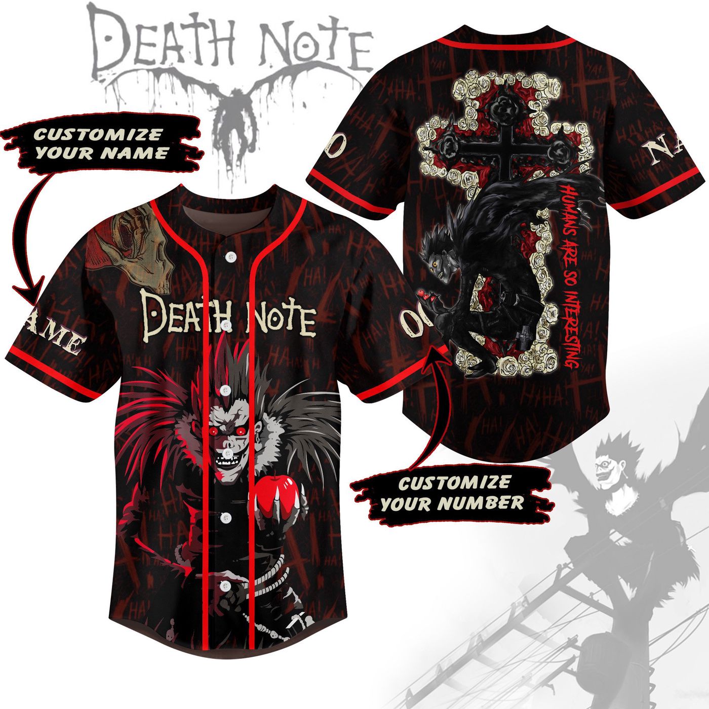 Death Note Baseball Jersey For Men Women And Kids Gift Death Note Baseball Jersey For Men Women And Kids Gift