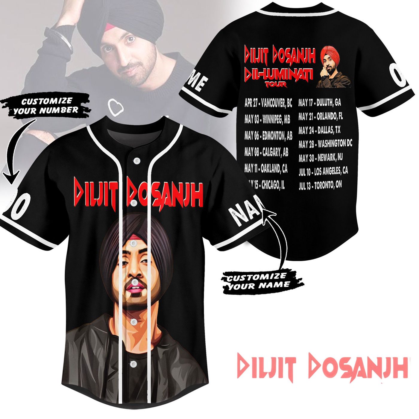 Diljit Dosanjh Baseball Jersey For Men Women And Kids Gift Diljit Dosanjh Baseball Jersey For Men Women And Kids Gift