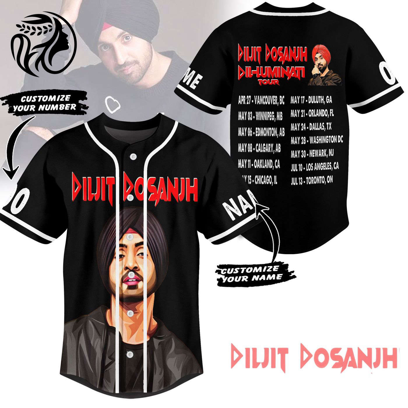 Diljit Dosanjh Baseball Jersey For Men Women And Kids Gift