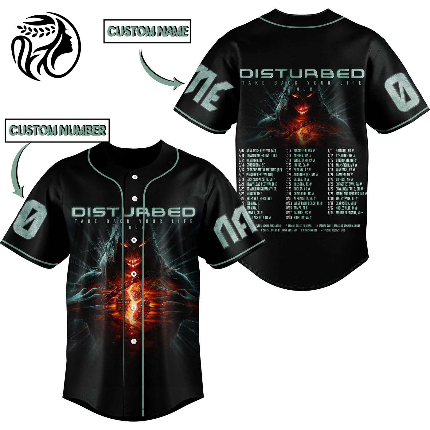 Disturbed Take Back Your Life Tour Baseball Jersey For Men Women And Kids Gift
