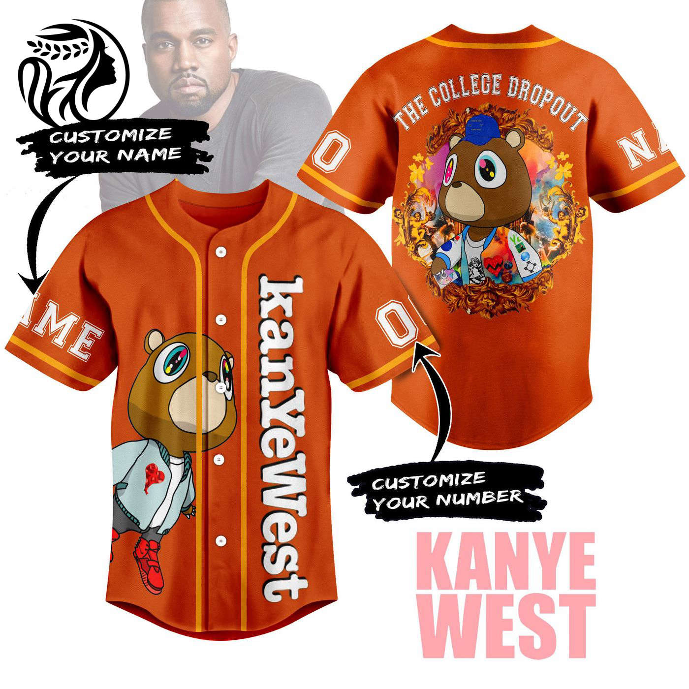 Dropout Bear Kanye West Baseball Jersey For Men Women And Kids Gift