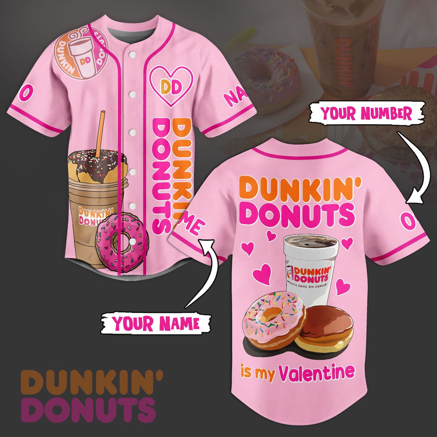 Dunkin Donuts Baseball Jersey For Men Women And Kids Gift