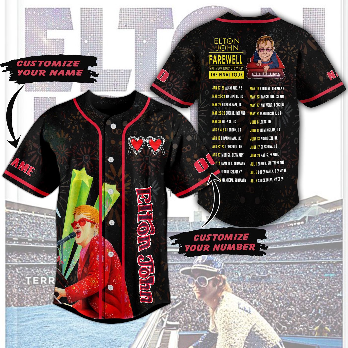 Elton John Baseball Jersey For Men Women And Kids Gift