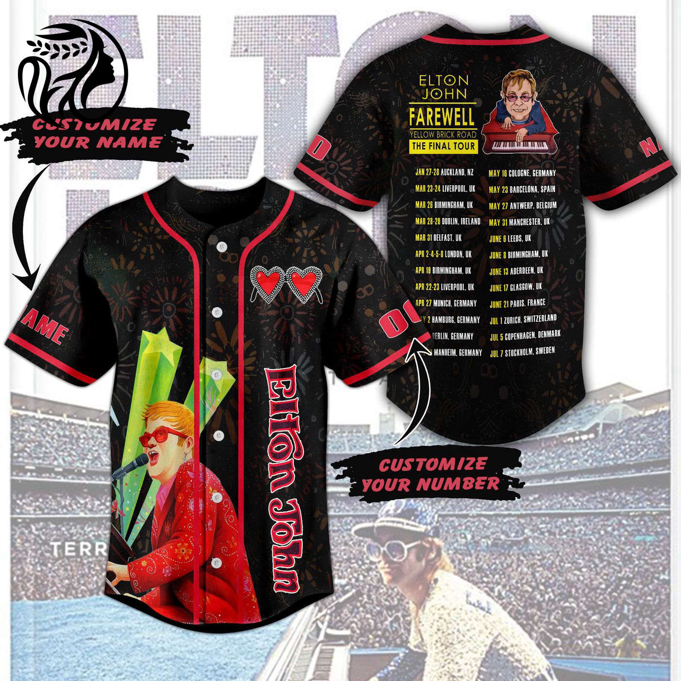 Elton John Baseball Jersey For Men Women And Kids Gift